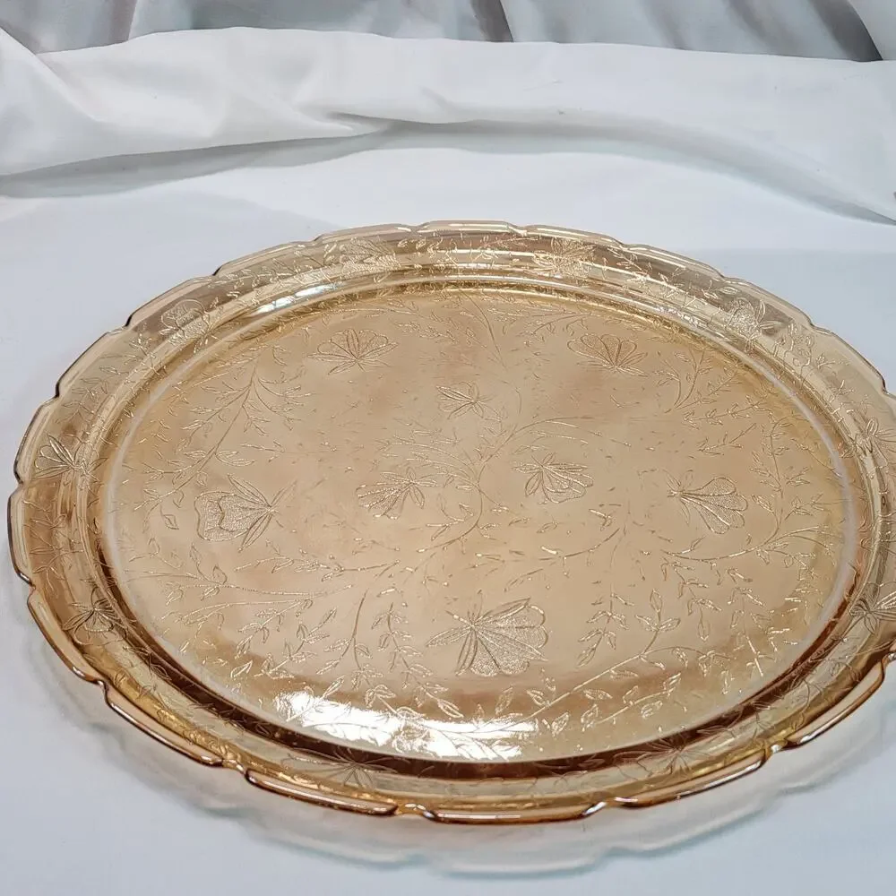 Jeannette Glass Peach Amber Plate 11